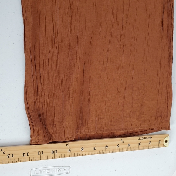 Zara Wide Leg Hi-Rise Pants Size L Gauzy Elastic Waist Pull-on with Pockets Long - Picture 10 of 14